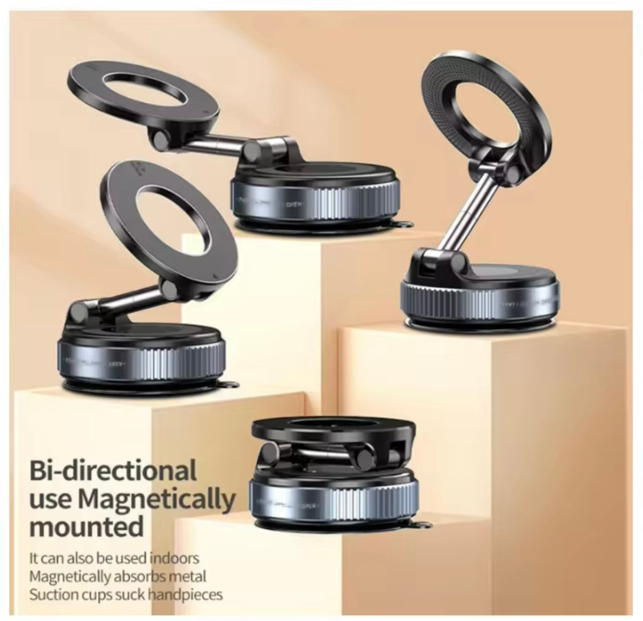 360 Degree Rotation Stable Glass Vacuum Adsorption Suction Vacuum Cell Mobile Desk Stand Car Magnetic Phone Holder - MotoVibeIndia