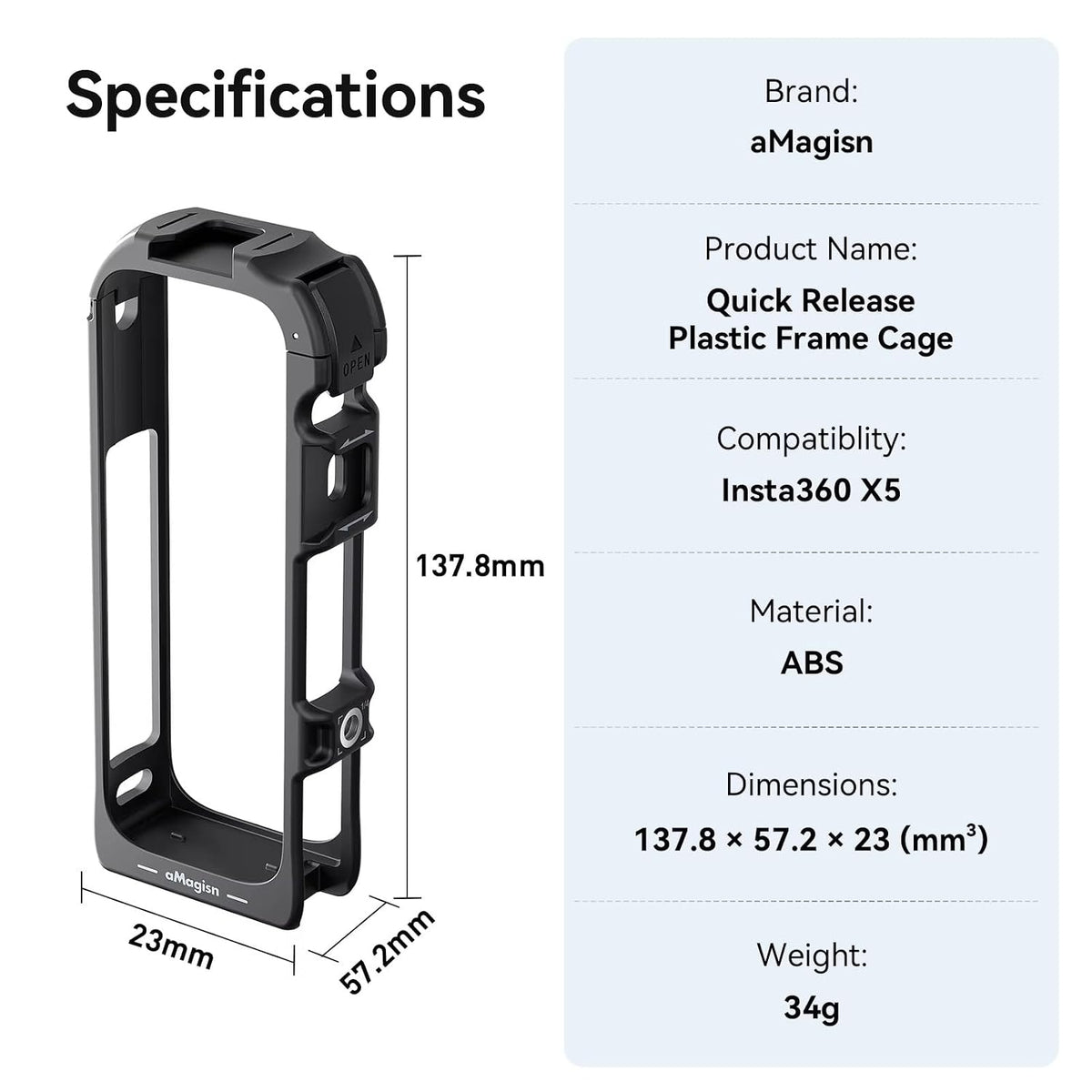ABS Frame Cage for Insta360 X5