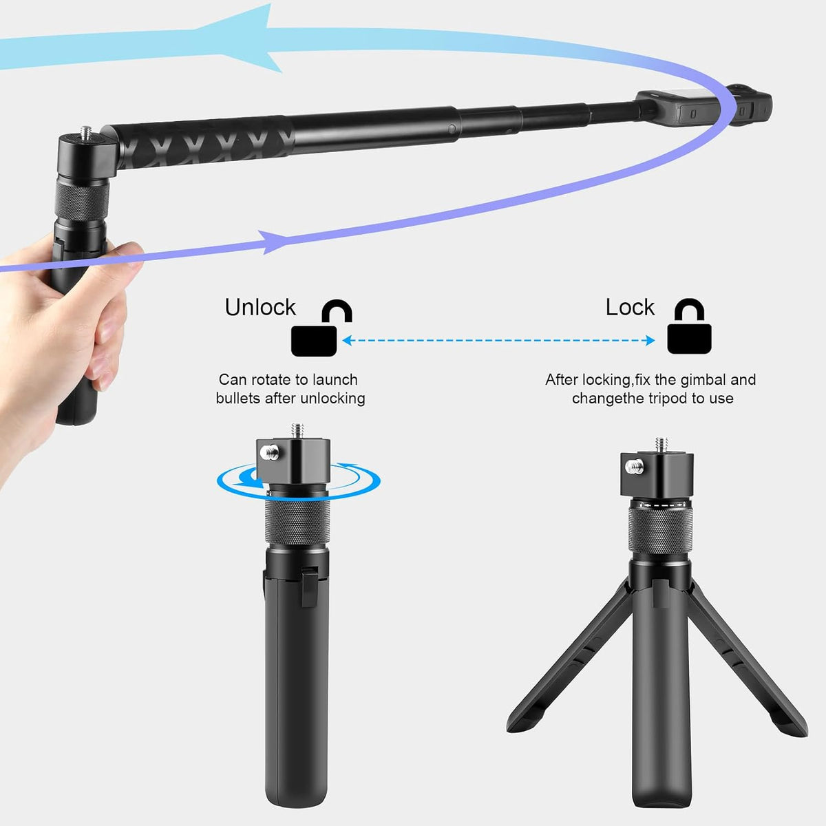 Small Tripod for Insta360 with Rotating Handle