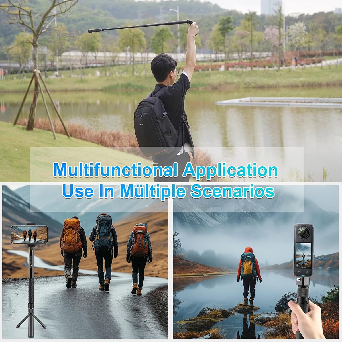 Small Tripod for Insta360 with Rotating Handle